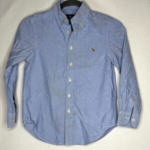 Ralph Lauren Boys Iconic Oxford Button-Up Shirt Sz 8 Pony Preppy Spring